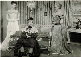 Photo:Pamela Rutland, Peter Tuddenham, Ann Stevenson in "Charley's Aunt" at the  Dundee Repertory Theatre, 1951.